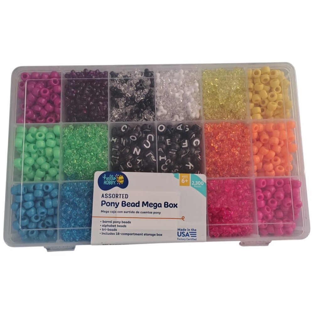 Hello Hobby - Bright & Sparkle Pony Bead Box - 2300 Pieces